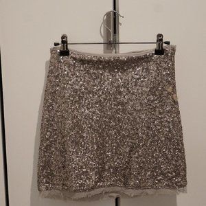 Olive & Oak Silver Sequin Mini-Skirt (Lined)